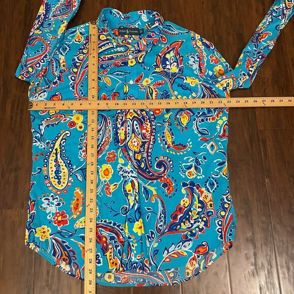 RALPH LAUREN Shirt Colorful Paisley All Over Print Button Down LS Party - Picture 7 of 8